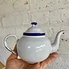 Tetera Mini Esmaltada Blanco Y Reborde Azul - Colombia 1960