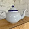 Tetera Mini Esmaltada Blanco Y Reborde Azul - Colombia 1960