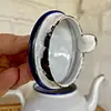 Tetera Mini Esmaltada Blanco Y Reborde Azul - Colombia 1960