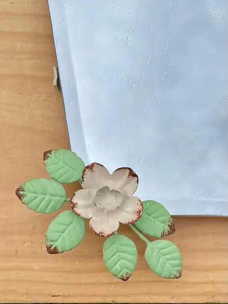 Espejo De Pared Flores Y Hojas Modeladas En Lámina Metálica