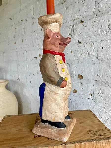 Candelabro Chancho Chef Fleur De Lis - Francia 1995