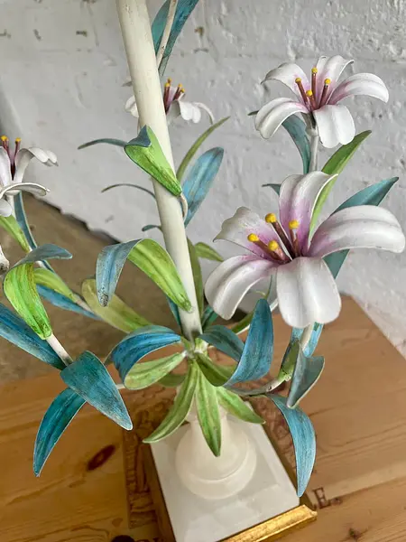 Lámpara Metálica Base En Alabastro Y Madera - Italia 1960