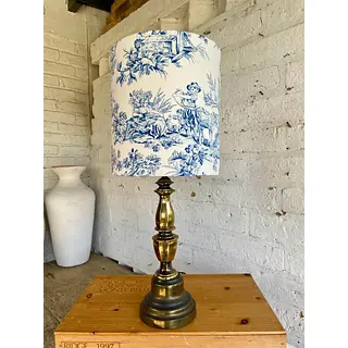 Lámpara De Mesa Y Caperuza Estilo Toile De Jouy