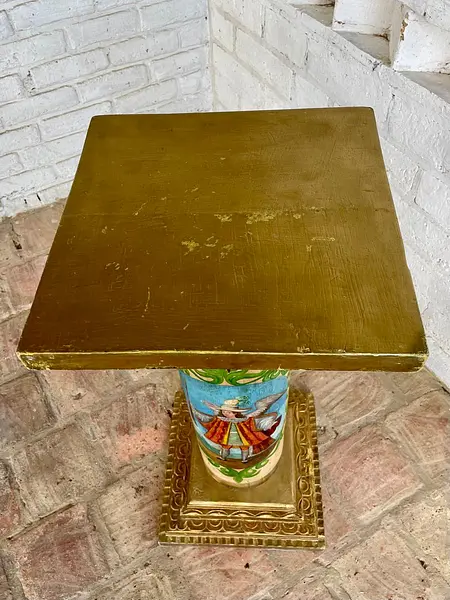 Columna En Madera Con Angeles Arcabuceros - Colombia S Xix