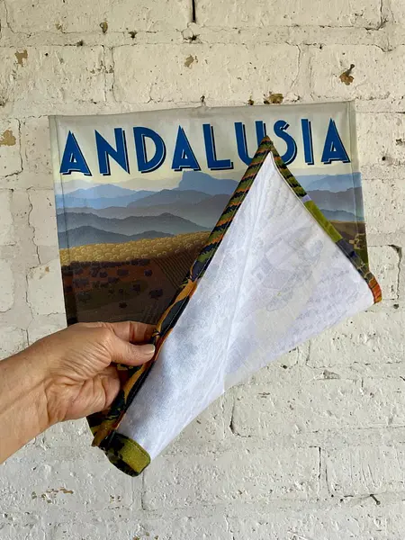 Pendón De Andalucía Con Olivares Y Viñedos