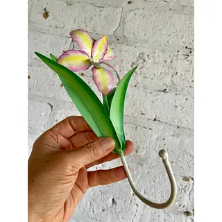 Orquídea Metálica Con Gancho De Colgar