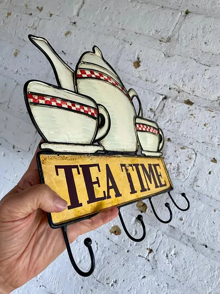 Perchero De Pared Con La Descripción " Hora Del Te"