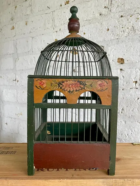 Jaula Decorativa Artesanal Abovedada Pintada A Mano