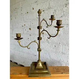 Candelabro En Bronce Con 3 Brazos Ajustables - India 1950