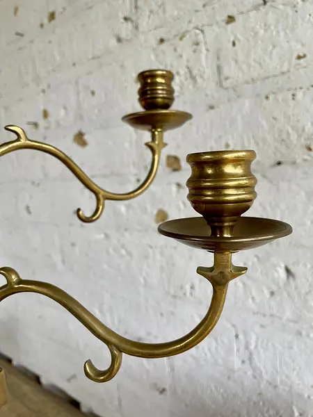 Candelabro En Bronce Con 3 Brazos Ajustables - India 1950