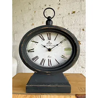 Reloj De Pila Ovalado Con Caja De Madera