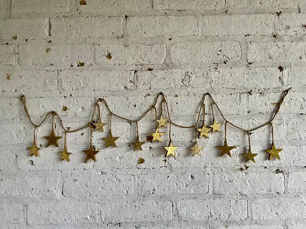 Guirnalda Rústica Con 16 Estrellas De Madera Brillantes