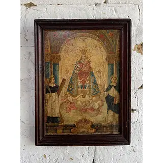 Virgen De Los Desamparados Cuadro Rústico - Colombia 1940