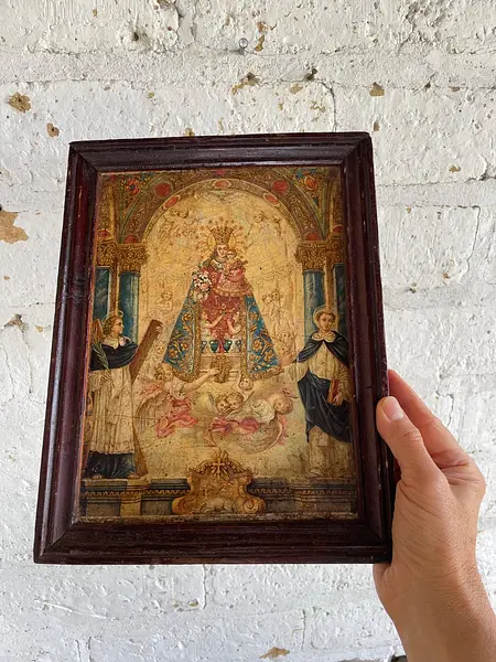 Virgen De Los Desamparados Cuadro Rústico - Colombia 1940