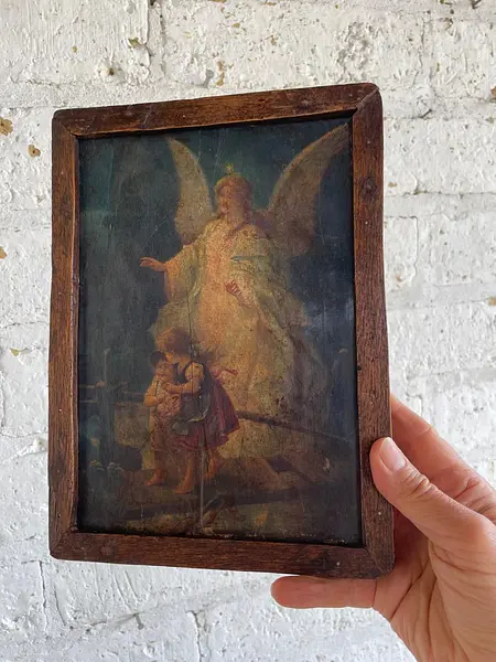 Angel De La Guarda Icono Rústico - Colombia 1950