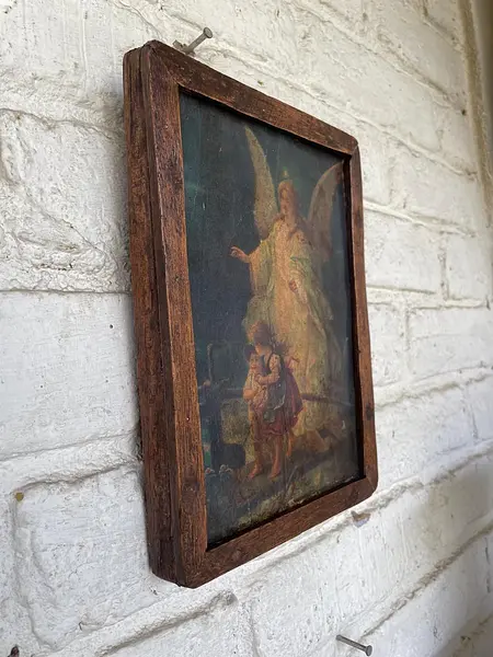 Angel De La Guarda Icono Rústico - Colombia 1950