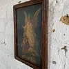 Icono Del Angel Guardián Con Moldura Rústica Caoba