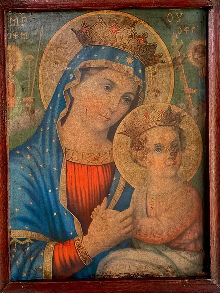 Virgen Del Perpetuo Socorro Icono Artesanal - Colombia 1950