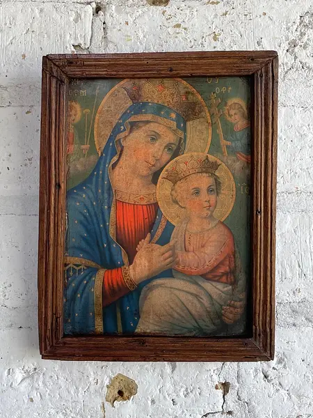 Virgen Del Perpetuo Socorro Cuadro Rústico - Colombia 1950