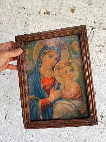 Virgen Del Perpetuo Socorro Cuadro Rústico - Colombia 1950