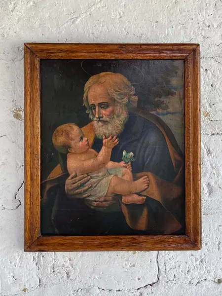 San José Y El Niño Icono Rústico - Colombia 1940