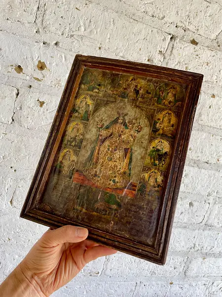 Nuestra Señora Del Rosario Cuadro Artesanal - Colombia 1940