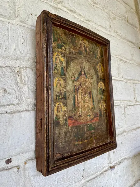 Nuestra Señora Del Rosario Cuadro Artesanal - Colombia 1940