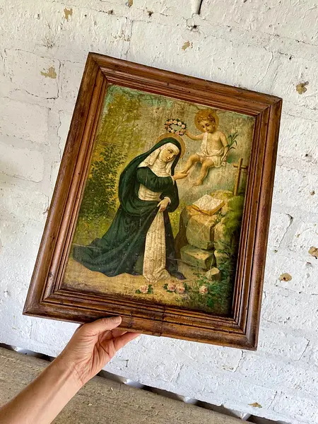 Santa Rosa De Lima Cuadro Rústico - Colombia 1950