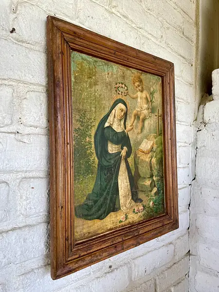 Santa Rosa De Lima Cuadro Rústico - Colombia 1950