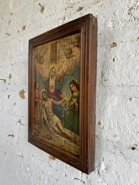 Estación Del Vía Crucis Cuadro Rústico Los- Colombia 1940