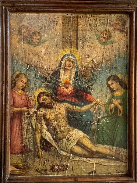 Estación Del Vía Crucis Cuadro Rústico Los- Colombia 1940