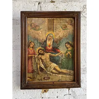 Estación Del Vía Crucis Cuadro Rústico Los- Colombia 1940