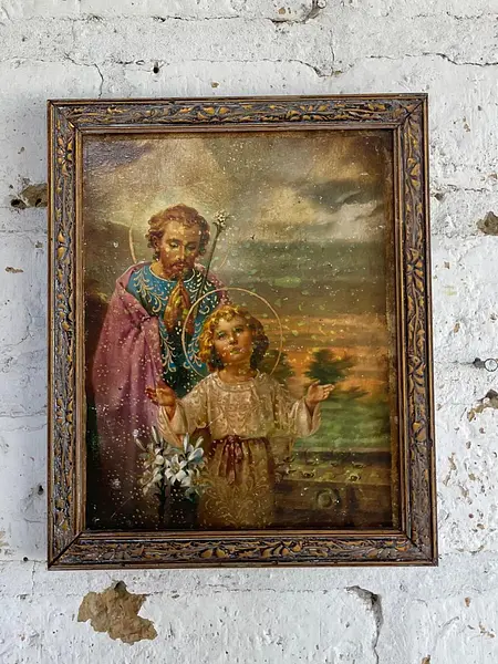 Revisar Cuadro San José Y Jesús En Lámina Metálica