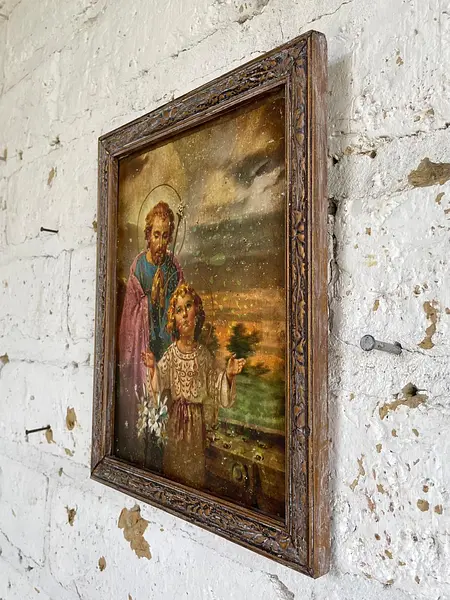 Revisar Cuadro San José Y Jesús En Lámina Metálica