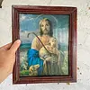 Jesús El Buen Pastor Cuadro Rústico - Colombia 1950