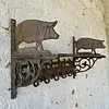 Repisa Perchero En Hierro Fundido Con Figura De Cerdos