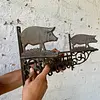 Repisa Perchero En Hierro Fundido Con Figura De Cerdos
