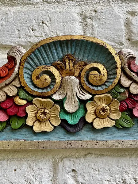 Friso De Madera Tallada Policromada - Ecuador 1995