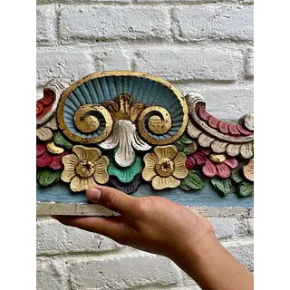 Friso De Madera Tallada Policromada - Ecuador 1995