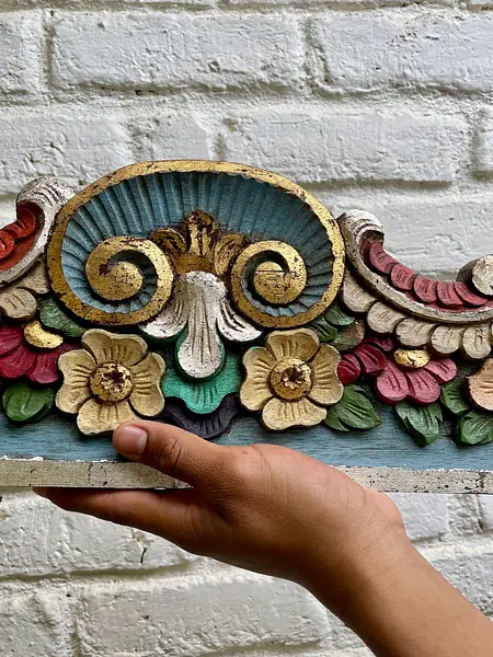 Friso De Madera Tallada Policromada - Ecuador 1995