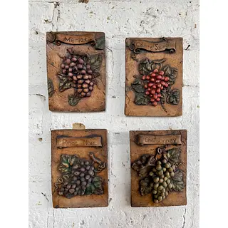 Baldosas X 4 Rústicas De Uvas En Alto Relieve