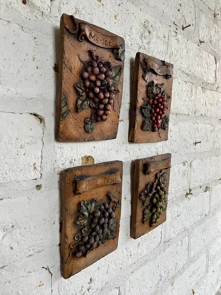 Baldosas X 4 Rústicas De Uvas En Alto Relieve