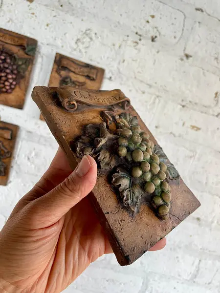 Baldosas X 4 Rústicas De Uvas En Alto Relieve