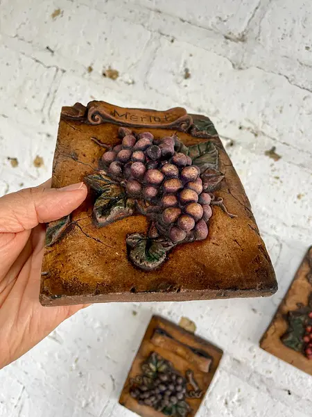 Baldosas X 4 Rústicas De Uvas En Alto Relieve