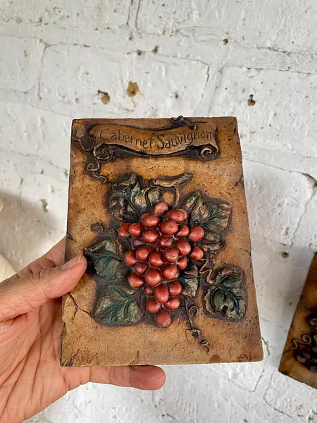 Baldosas X 4 Rústicas De Uvas En Alto Relieve