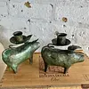Candelabros X 2 Con Figuras De Cerdo - Indonesia 1990