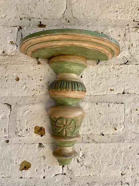 Repisa En Madera Tallada - India 1980