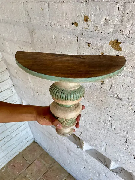 Repisa En Madera Tallada - India 1980