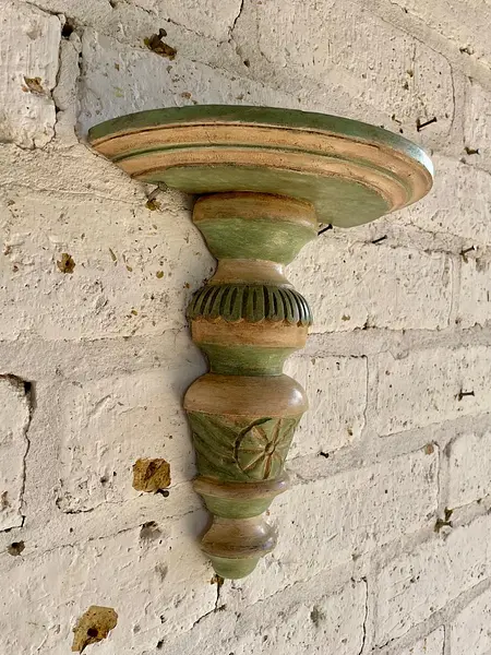 Repisa En Madera Tallada - India 1980