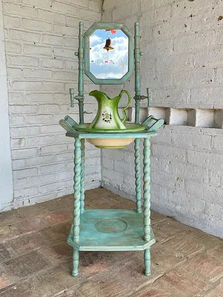 Aguamanil Con Espejo Jarra Y Palangana